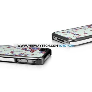 Plum Flower Patterned Electroplated Hard Case For iPhone 4S - Blue