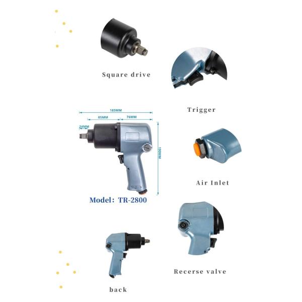 Twin Hammer Air Impact Wrench Gun 78000rpm Adjustable Forward Reverse