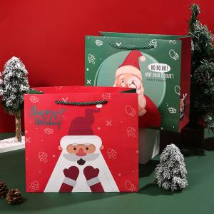 China Christmas Santa Claus Personalised Paper Tote Bags 30*27*12cm on sale