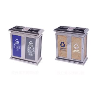 Hotel Elevator Entrance Large Marble Stainless Steel Trash Can with Ashtray