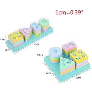 Puzzle Wooden Stacking Blocks Baby Shape Sorting Developmental Tumble Tower