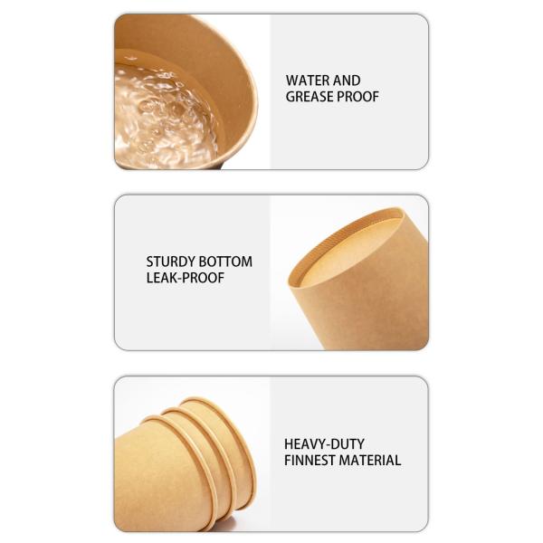 Oilproof Salad Kraft Bowls With Lids Leakproof Compostable Nontoxic