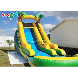 China Inflatable Bouncy Slides Water Slide Bounce House Backyard Double Lane PVC Jungle Inflatable Stair Water Slide With Pool on sale