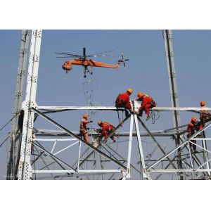 Silver High Voltage Transmission Towers , High Tension Overhead Line Tower