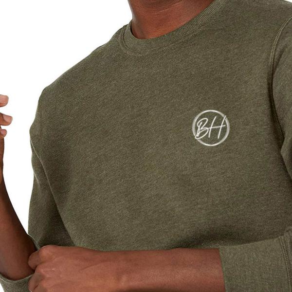 4 Way Stretch Cotton Embroidered Crewneck Sweatshirt Anti Shrink