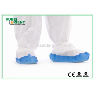 white and blue Waterproof Custom Size PP Coated CPE Disposable Shoe Cover
