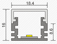A2204 Strip Light for Wardrobes and Closets 12V SMD2835 7.2W/M 1000*18.4*16mm Aluminum