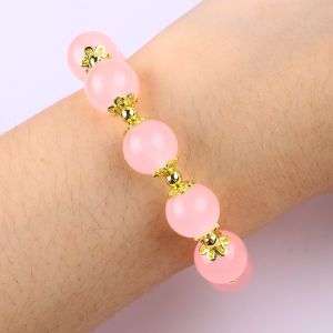 Custom 12mm Pink Rose Quartz Bead Bracelet With Deer Charm