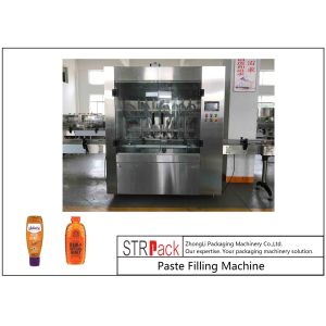 PLC Control 8 Nozzles Paste Filling Machine , 400G Glass Jam Jar Filling Machine