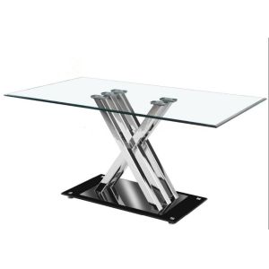 Chromed Tempered Glass 150x90cm Modern Style Dining Table