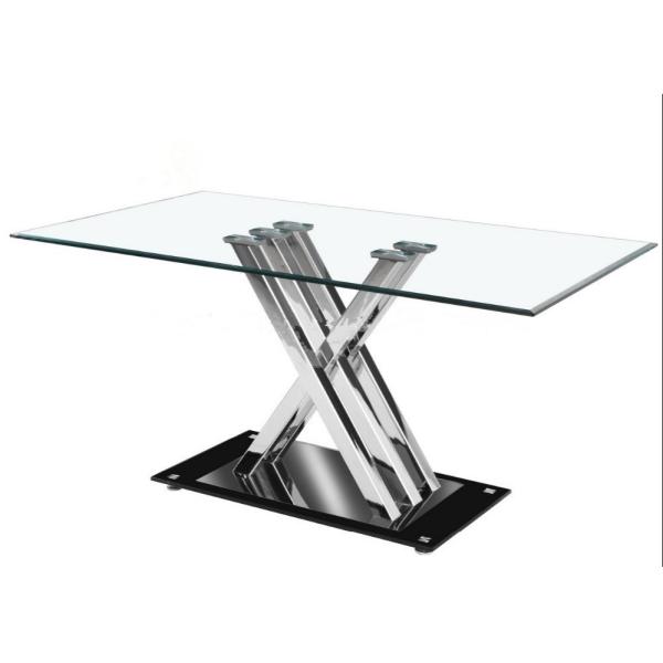 Quality Chromed Tempered Glass 150x90cm Modern Style Dining Table wholesale