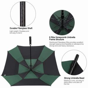 extra large Wind Proof Double Canopy Umbrella , Durable Square Golf Umbrella EVA