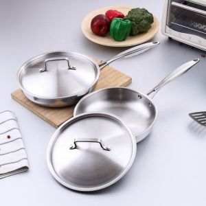Extra Strong Stovetop Frying Pan Stainless Steel With Lid