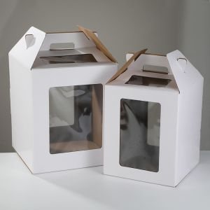 Clear View Muffin Box Premium White Cake Packaging Windowed Carry Case Bakery