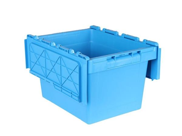Quality Foldable Stackable Nestable Plastic Bins Heavy Duty Plastic Storage Tote Box With Hinged Lid wholesale