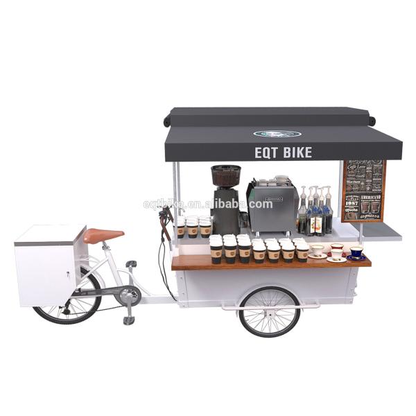 Quality 300kg Load Wood Vending Box Structure Coffee Bike Cart wholesale