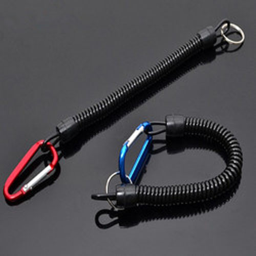 Popular pliers holder black spiral coiled lanyard with split ring&custom color