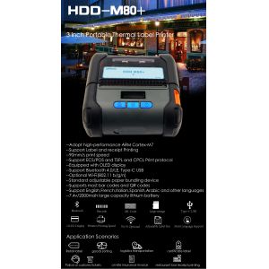 80mm Portable BT Direct Line Thermal Receipt and Label Printer with USB