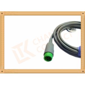 Green 12 Pin ECG Trunk Cable 5 Leads Flexible With UL And Rohs Standard