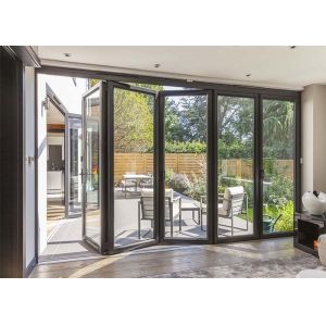 China Fire Proof Aluminium Bifold Patio Doors , Residential Folding Doors With Louver Inside on sale