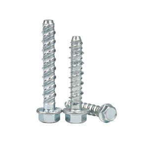 Round Head 1/4 Inch HEX Concrete Screws 1-1/4 Inch Length Coarse Thread DIN