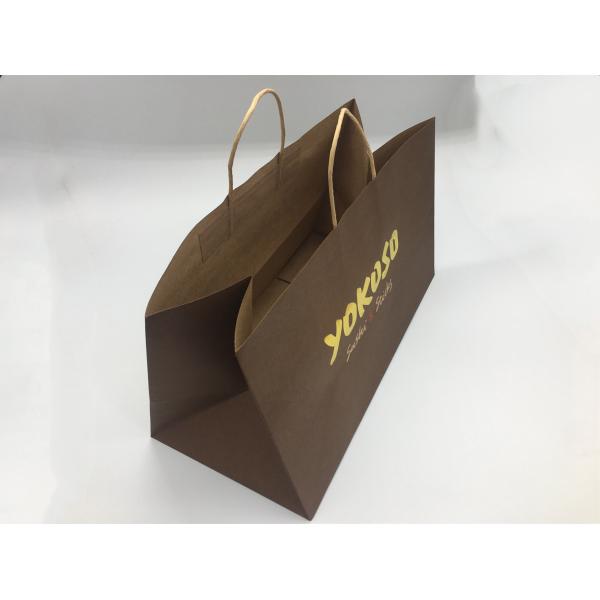 Brown Kraft Branded Paper Bags With Handles Custom Logo Printed Machine Made