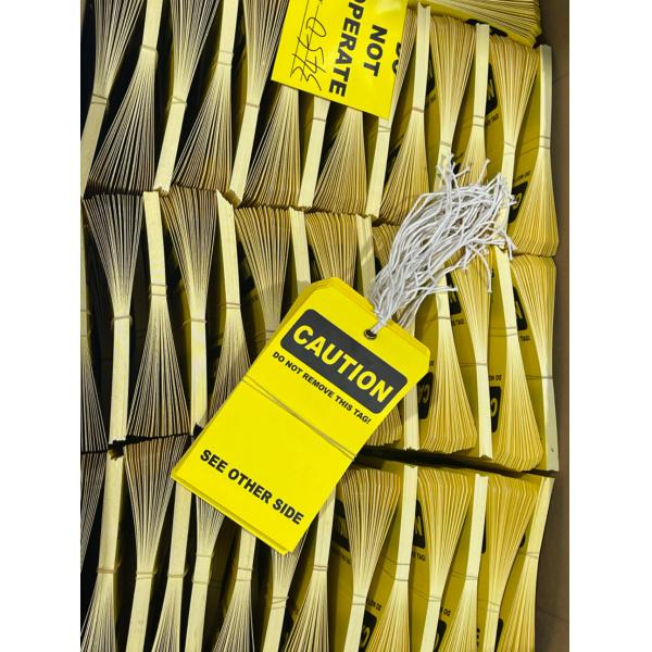 Plastic Caution Tag Yellow Die Cutting Waterproof PVC Safety Tag for Equipment Identification