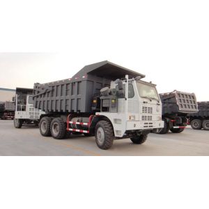 Cheap payload 50 tons HOWO 6x4 mining dump Trucks yellow or red color overloading Capacity for sale