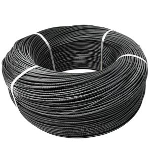 7x7 Structure 1/8" Black Galvanized Steel Aircraft Cable with 750 kgs Breaking