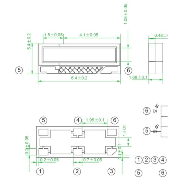 6.4x2.4x0.6mm IR Receiver 430nm -1100nm Infrared SMD LED Receiver Tube for Smart Home Sensors