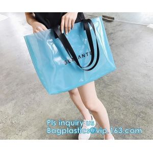 China Plastic Waterproof Beach Bag, satchel handbag with a purse for women, Pockets And Zipper See Through PVC Tote Bag, carry on sale