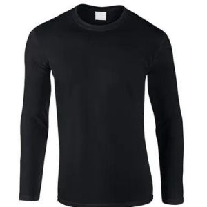 Casual Unisex Black Plain T-Shirt Custom, Wholesale Full Sleeve Shirts for Men,