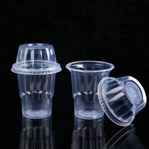 China Cheap eco-friendly 10oz clear PET plastic cup for ice cream with lid on sale