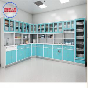 Cheap Hospital Clinic Furniture Wall Mounted Disposal Cabinet Stainless Steel Handle 110 Degree Hinge White for sale