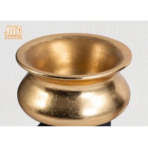 Gold Leaf Fiberglass Flower Pots Table Vases Frosted Black Base Pot Planters