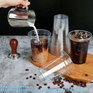 16 Oz Clear Cups With Dome Lids, Disposable Plastic Drinking Cups, 16 Oz Parfait