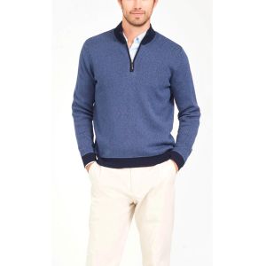 China Herringbone Mens Pullover Sweater , Knitted Navy Blue Pullover Sweater on sale