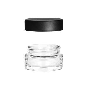 Cheap 1oz 2oz Round Base Smell Proof Glass Jar Flower Packaging for sale