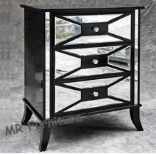 Quality Black Hollywood Mirrored Night Stands For Bedroom 4mm Mirror Thickness wholesale