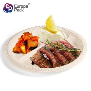 Online shopping high quality disposable food cornstarch plastic plate with 3