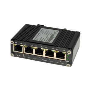 China Gigabit PoE Extender Din Rail Industrial 1 Port 802.3at PoE to 4 Port 802.3af/at on sale