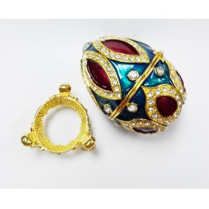 Enamel Faberge Easter Egg Jewelry Box Metal Enameled Painted Easter Egg Jewelry