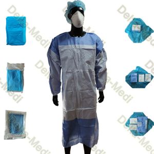 China 510k En13795 Disposable Reinforced Surgical Gown Velcro On The Neck on sale