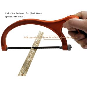 Junior Saw Blade with Pins (Black Oxide) Spec:153mmx6x18T Cutting wood,Plastic,Low-hardness metal