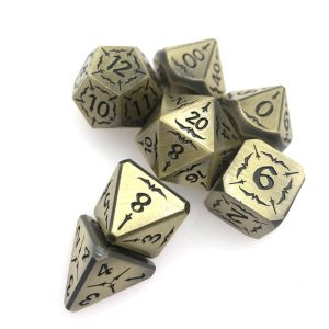Cheap Antiwear Exquisite Carving Core Dice Polyhedron Ancient Bronze Metal Dice Set for sale