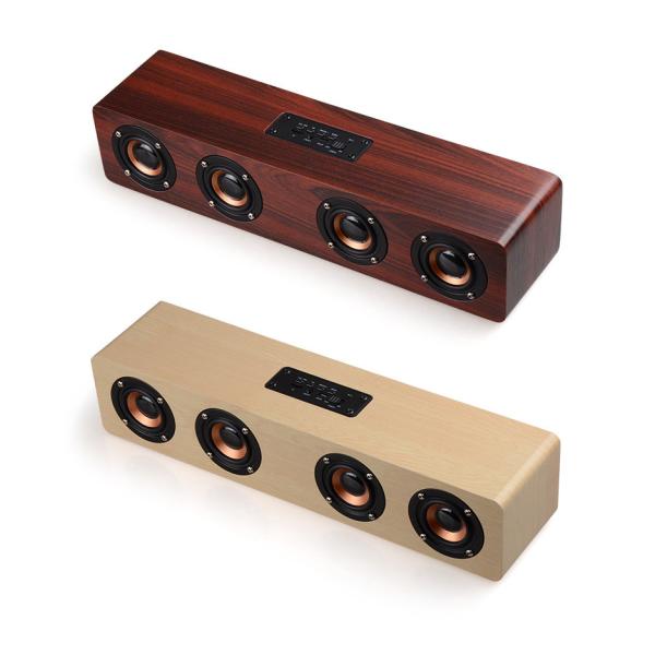 Quality 4 Loudspeakers Type Wooden Bluetooth Speaker Big Power Micro SD Card Wooden Speaker wholesale