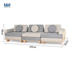 Wooden Frame Multi Functional Sectional Sofa Couch Furniture 3 Seats