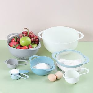 Multicolored 8 Piece Nesting Bowls Set Mixing Bowl And Measuring Cup Set