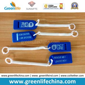 Custom Silk Screen Printing Flat Thin Whistle W/Split Key Ring