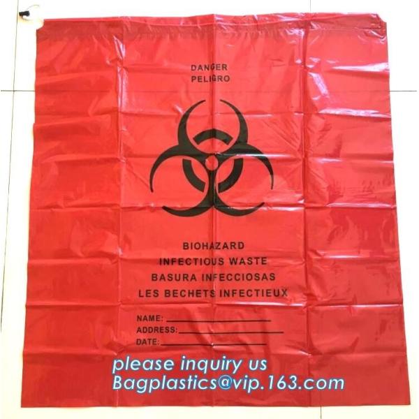 Quality Yellow with black biohazard logo plastic drawstring trash bag, High quality Useful Trash Bag with Drawstring, BAGEASE wholesale